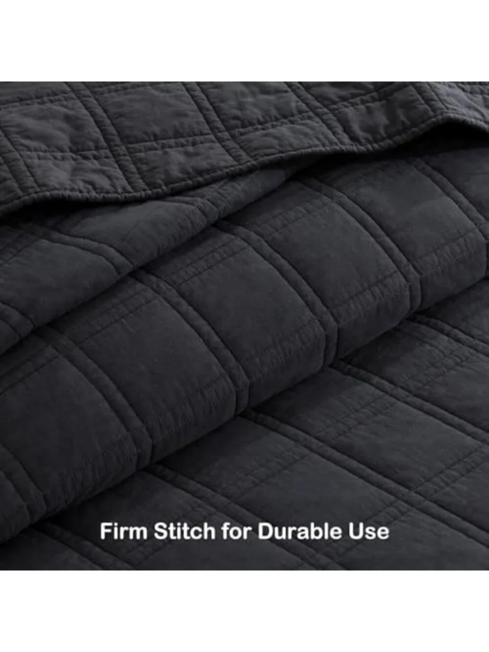 Cozy 100% Cotton Queen Quilt Set, Lightweight Charcoal Bedspread & 2 Shams